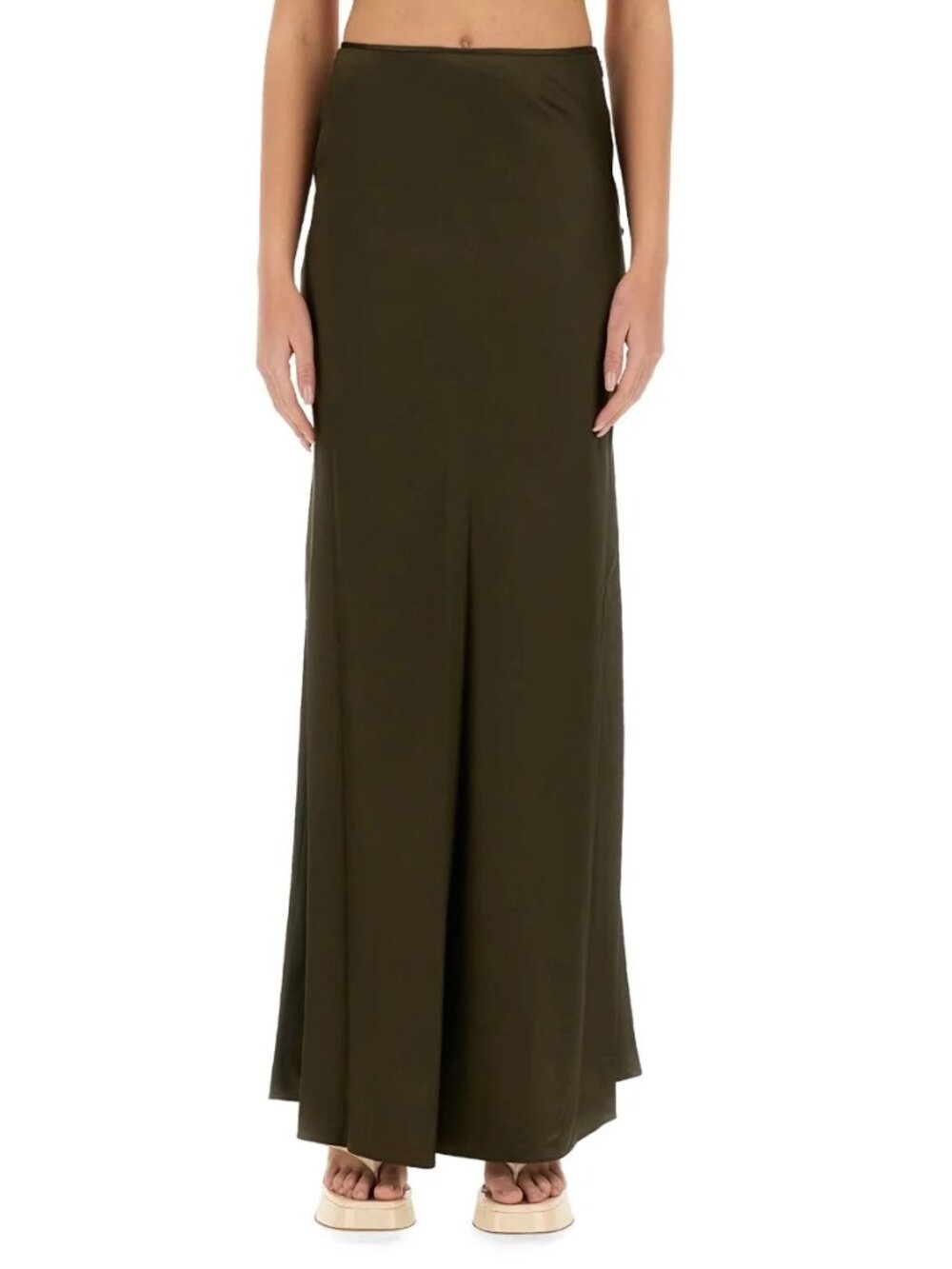 STAUD Odin Maxi Skirt, Deep Olive, Size 4